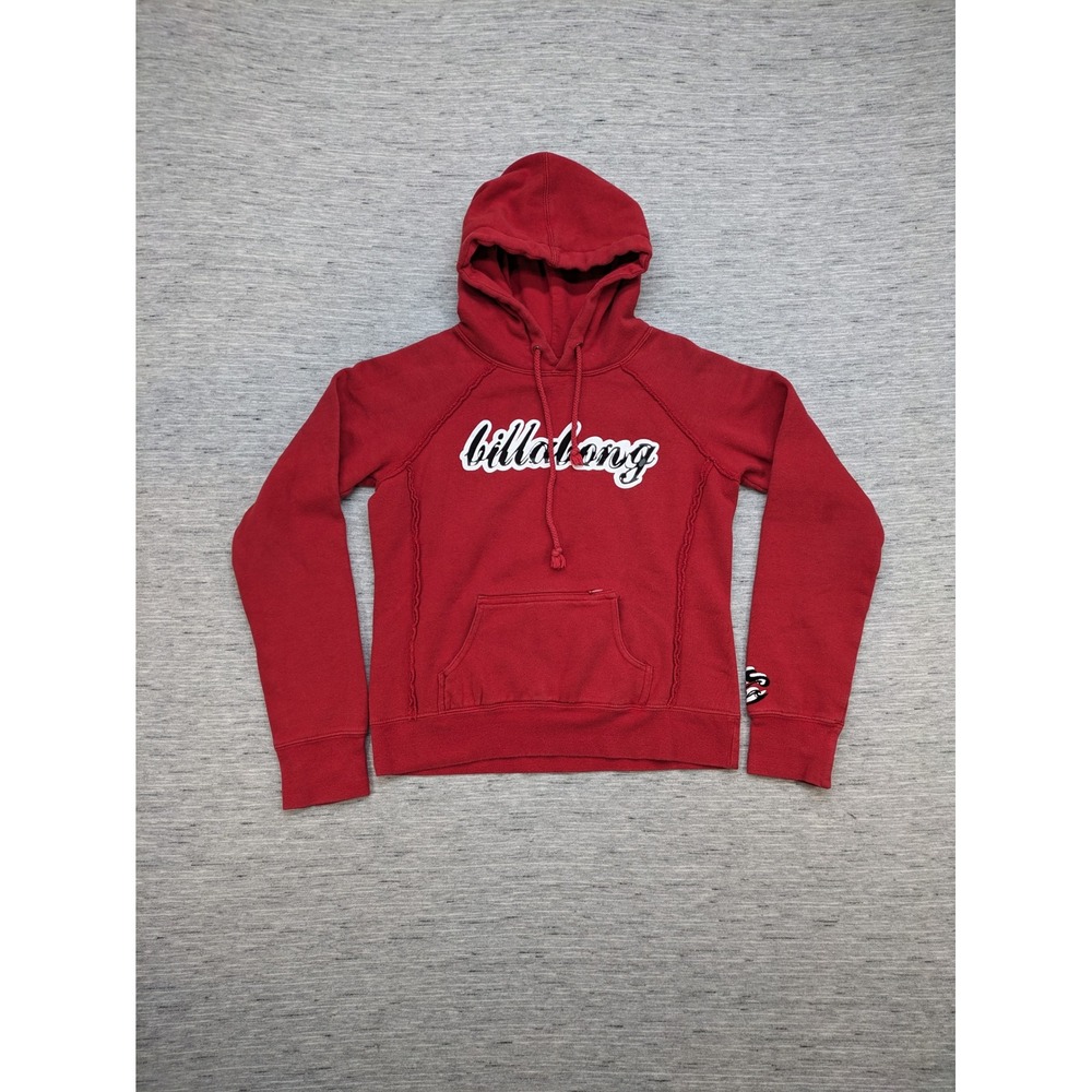 Billabong y2k Hoodie Pullover Sweatshirt Graphic Logo Red Comfy Casual Size S